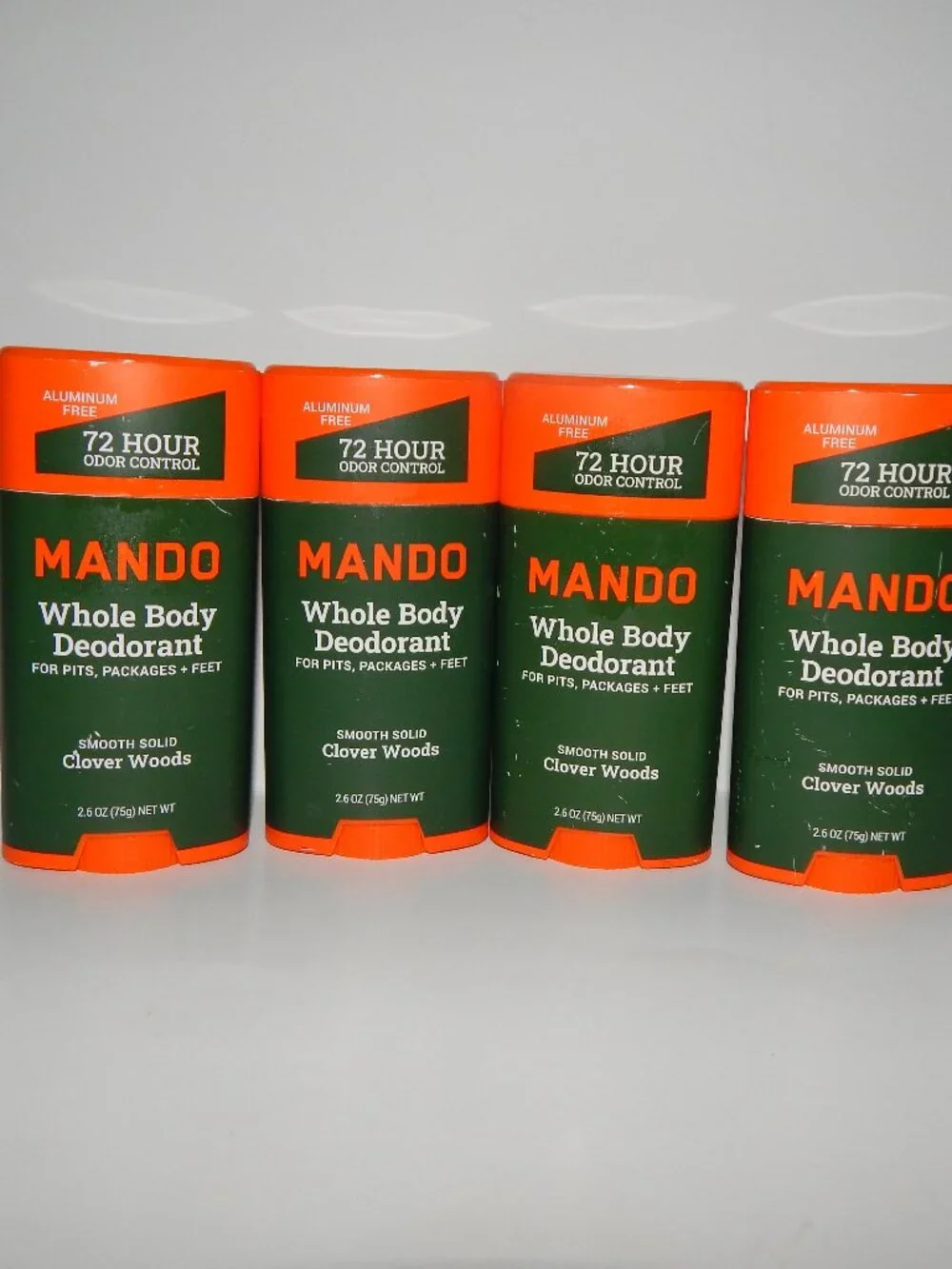 4 Mando Whole Body Deodorant CLOVER WOODS Smooth Solid 2.6oz Ea